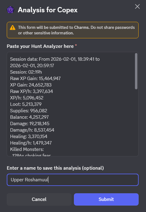 Analysis - optional hunt name